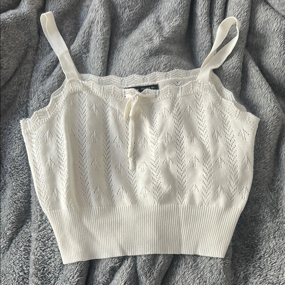 SHEIN Cream Fitted Ribbed Camisole